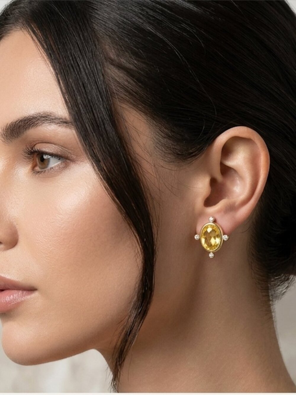 Zora Oval Zircon Stud Earrings | 18K Gold Plated Stainless Steel